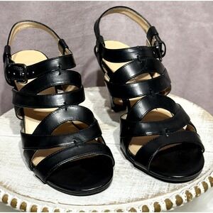 Mootsies Tootsies Womens Shoes Size 7.5 Black Strappy 3.5‎ inch Heels Fair Cond.